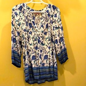 Blue & White top Size L